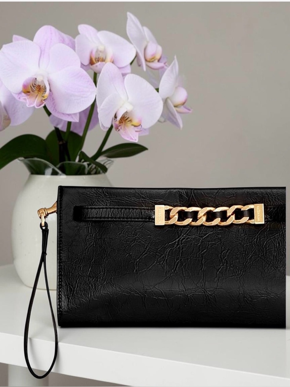 Rebecca Minkoff Black & Gold Chain Clutch | Convertible Wristlet & Dust Bag  NWT - Picture 11 of 16